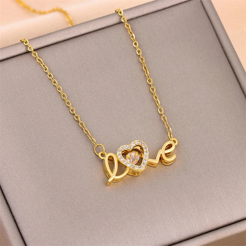 Elegant titanium steel necklace with a unique and fashionable design, perfect for Valentine's Day gift