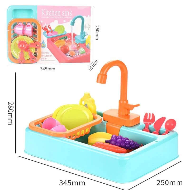 Delightful children's kitchen playset with realistic dishwashing features, including a sink, water pump, and various play accessories.