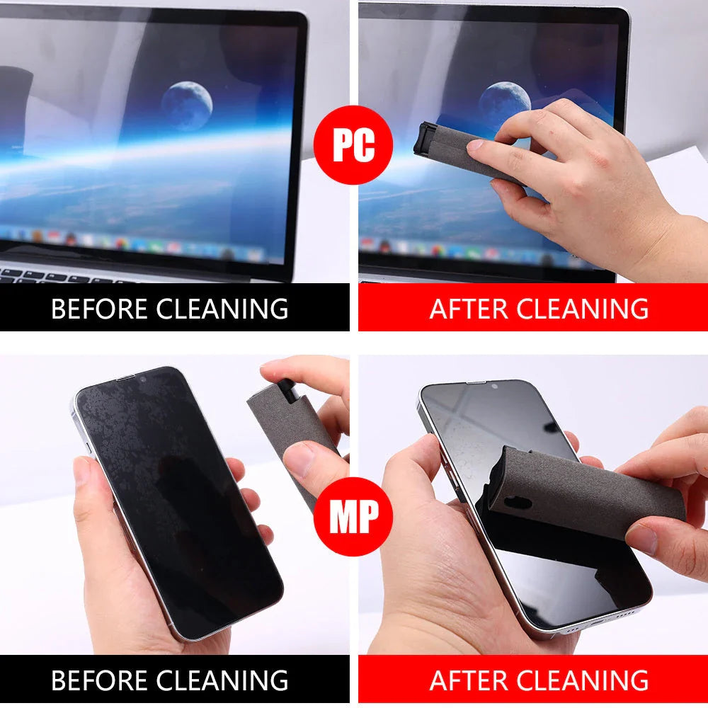 All-in-One Screen Cleaner Kit - Portable, Reusable, and Safe for Phones, Tablets, Laptops, and TVs