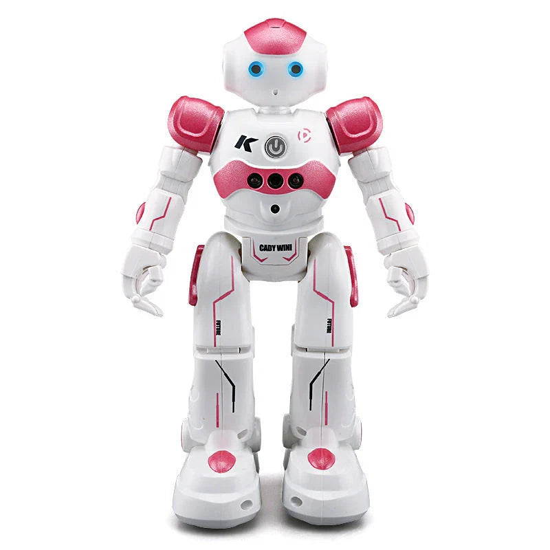 A remote-controlled robot toy with music and dance features, designed for children's entertainment and engagement.