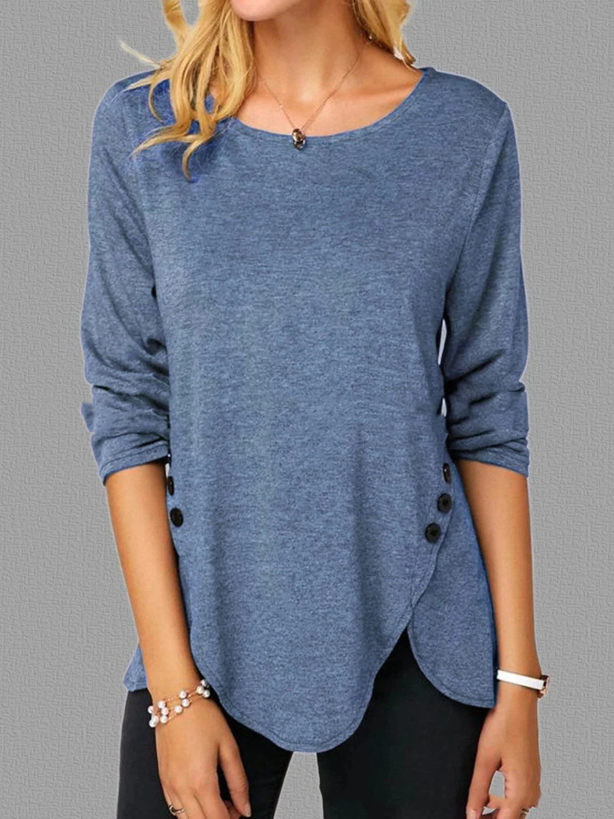 Comfy oversized cotton t-shirt with irregular hem design in black, green, and blue colors