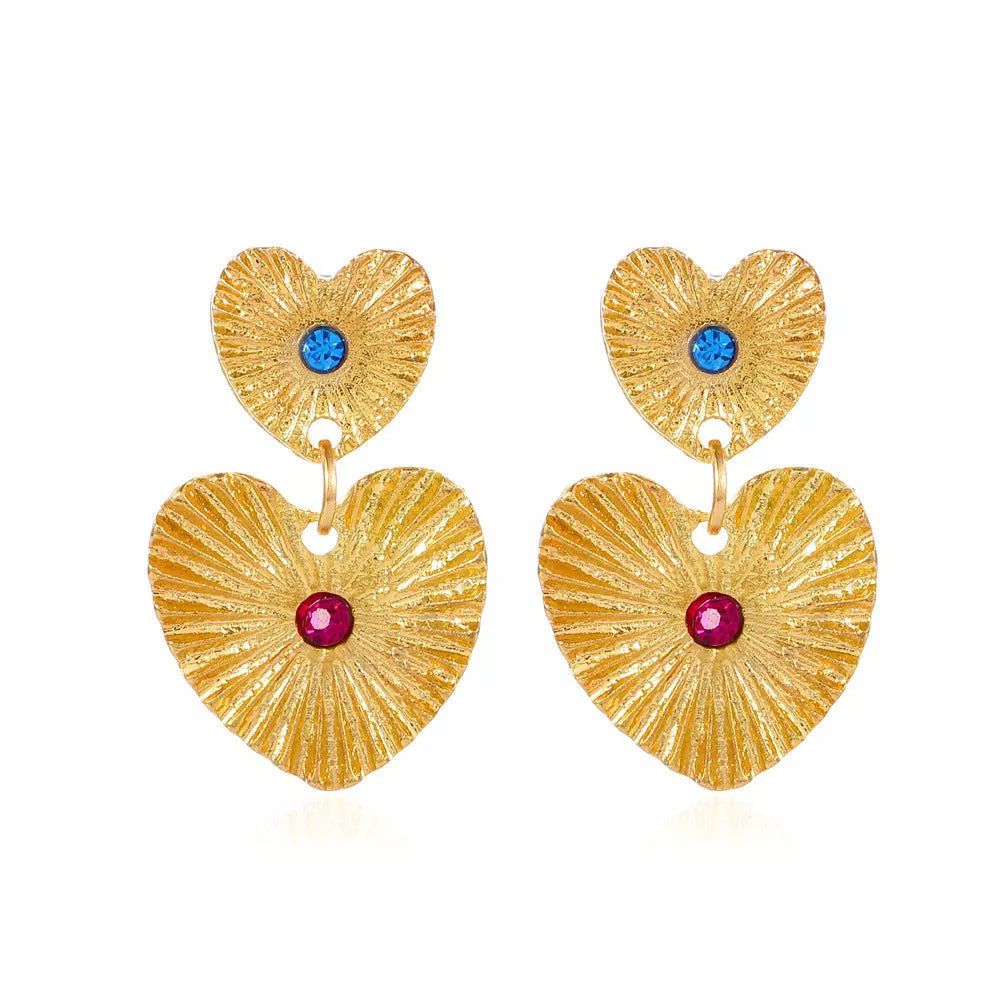 Bohemian Sunflower Heart-shaped Rhinestone Earrings for Women - Valentine's Day Gift