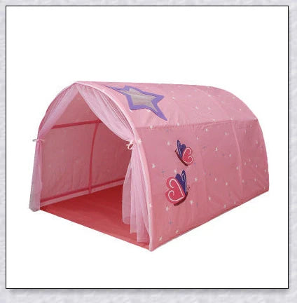 Premium indoor pop up bed tent for kids, a twin-size over bed tent topper that creates a cozy, imaginative space for play and relaxation.