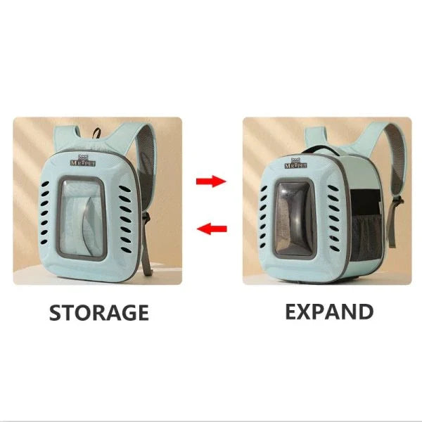 Compact and breathable cat carrier backpack with ample ventilation and cozy interior for comfortable pet travel