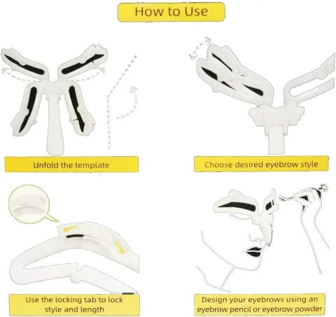 Adjustable eyebrow stencil in white and black colors for creating the perfect brow shape
