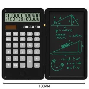 Sleek and portable calculator tablet with 12-bit display, versatile for office and travel use