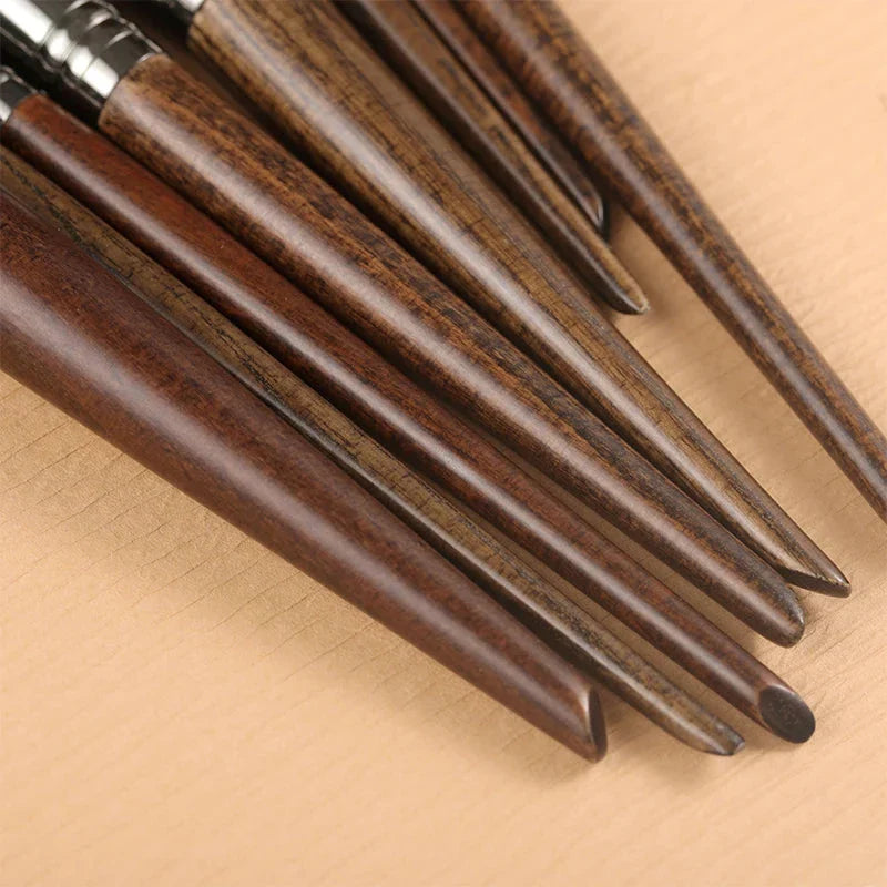 9-Piece Premium Makeup Brush Set with Soft Goat Hair Bristles and Ergonomic Wooden Handles