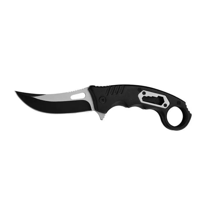 Folding knife with nut driver and back clamp for outdoor survival