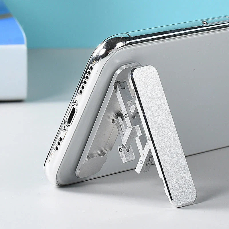 Versatile aluminum alloy folding phone stand with adjustable viewing angle for hands-free mobile productivity