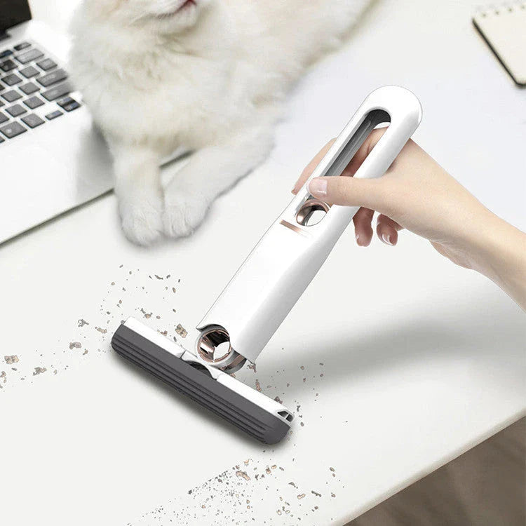 Versatile floor cleaning mop with single-handed squeeze handle, push-pull dehydration mechanism, and biodegradable cotton head