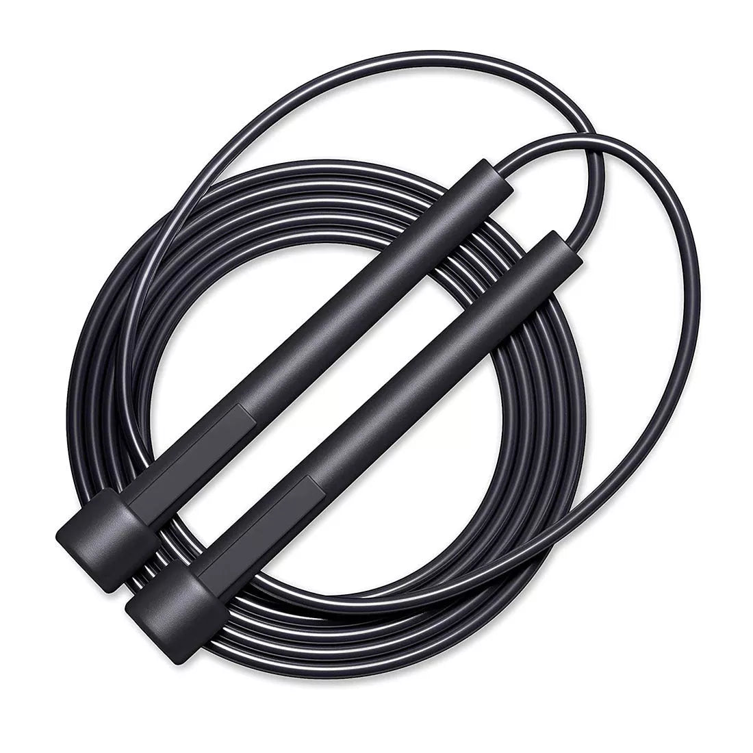 Black PVC skipping rope for children and adults, 2.8 meters long