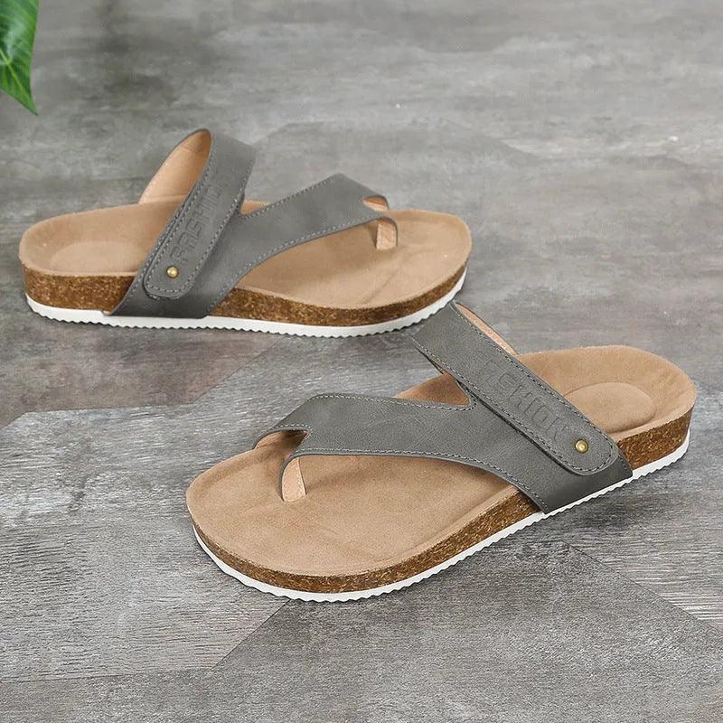 Flat toe ring thick-soled flip-flops in blue colour with foam sole and artificial PU upper