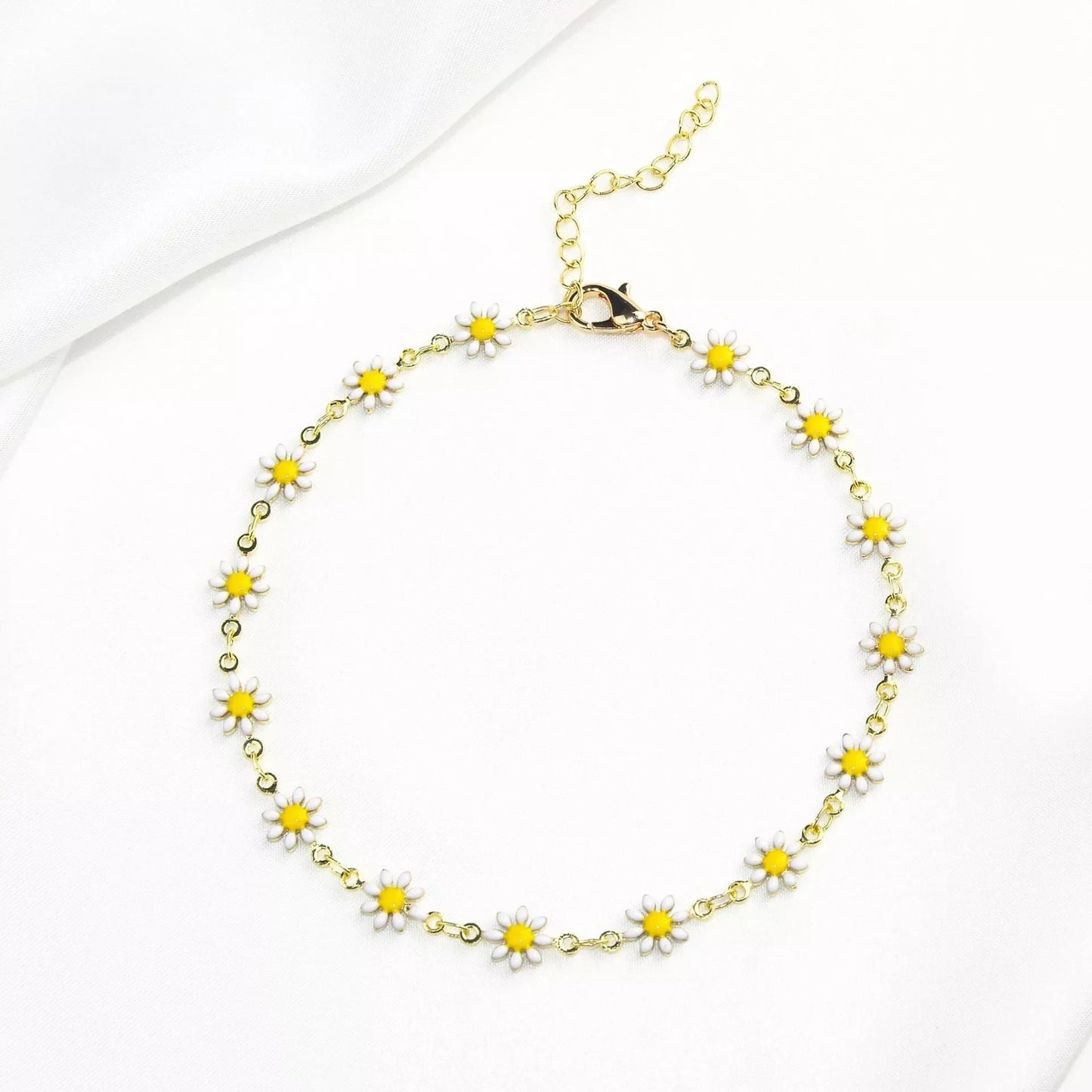 Little Daisy Anklet - Colorful floral ankle ring with adjustable fit