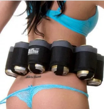 Adjustable waist beer belt bag holding six bottles, perfect for outdoor events