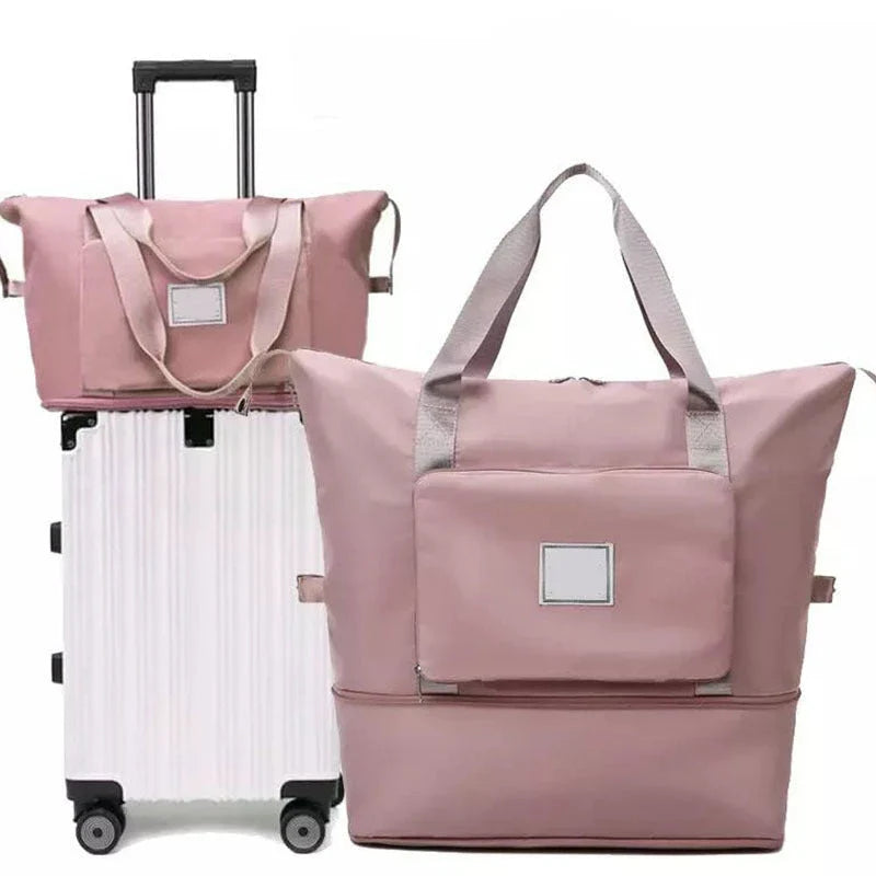 Versatile foldable travel bag with large 36-55L capacity, multiple interior pockets, and water-resistant Oxford cloth construction