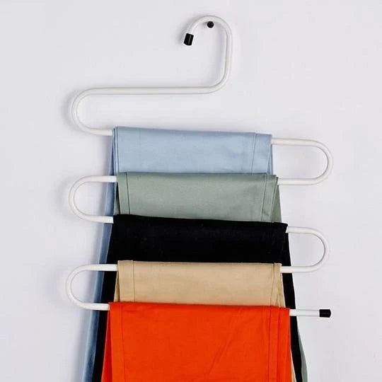 Sturdy 5-Tier Pants Rack in Stainless Steel for Closet Organization and Space-Saving Storage