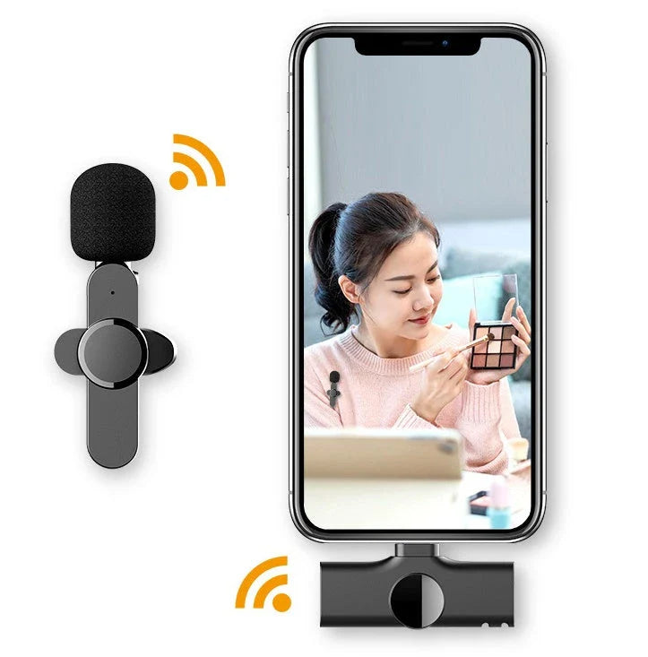 Wireless lavalier microphone with Bluetooth connectivity for Android phones and tablets, featuring a compact and durable design for high-quality audio capture