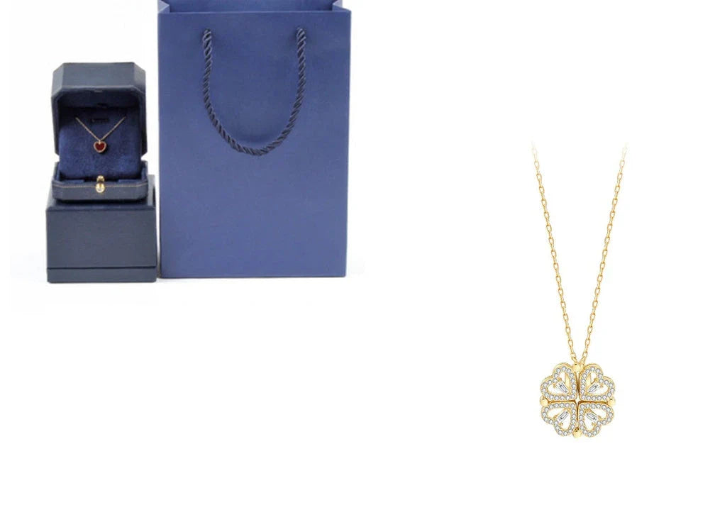 Elegant four-leaf clover necklace with magnetic and detachable design for versatile styling