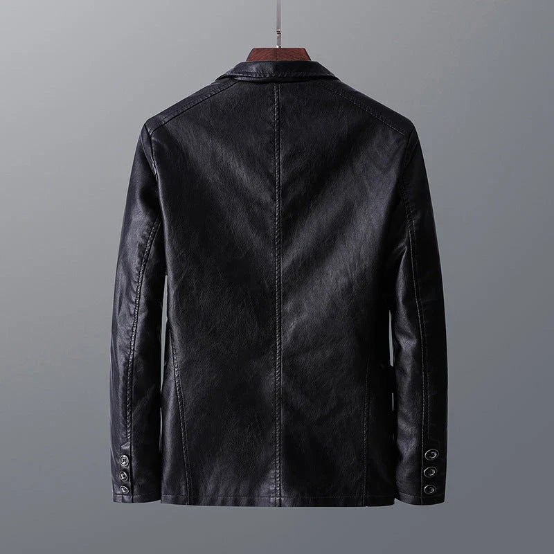 Stylish leather jacket with unique studded lapels and quilted sleeves, available in a variety of colors and sizes