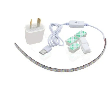 Adjustable sewing machine LED light bar with touch-sensitive dimming controls for customizable illumination