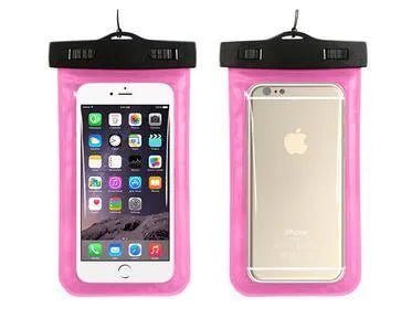 AQUA-ONE waterproof phone pouch showing PVC construction and touchscreen access with 30M waterproof rating