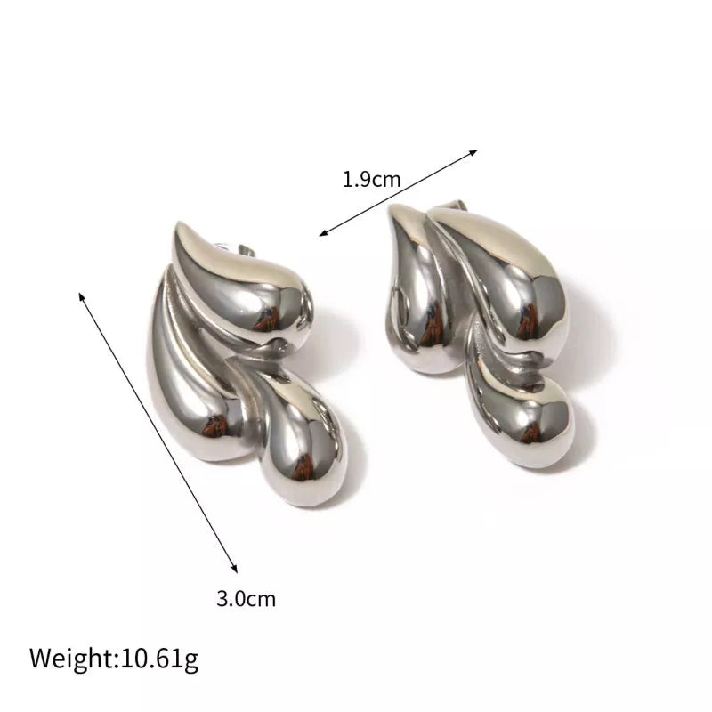 Vintage gold and silver double water drop earrings with glossy finish