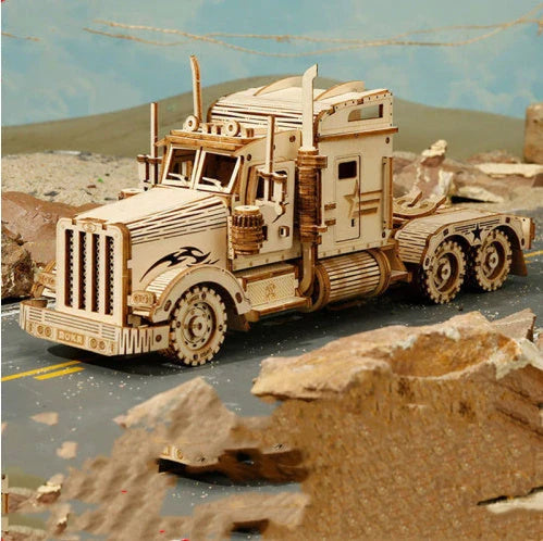 3D wooden train puzzle kit with 308 interlocking pieces for a rewarding DIY building experience