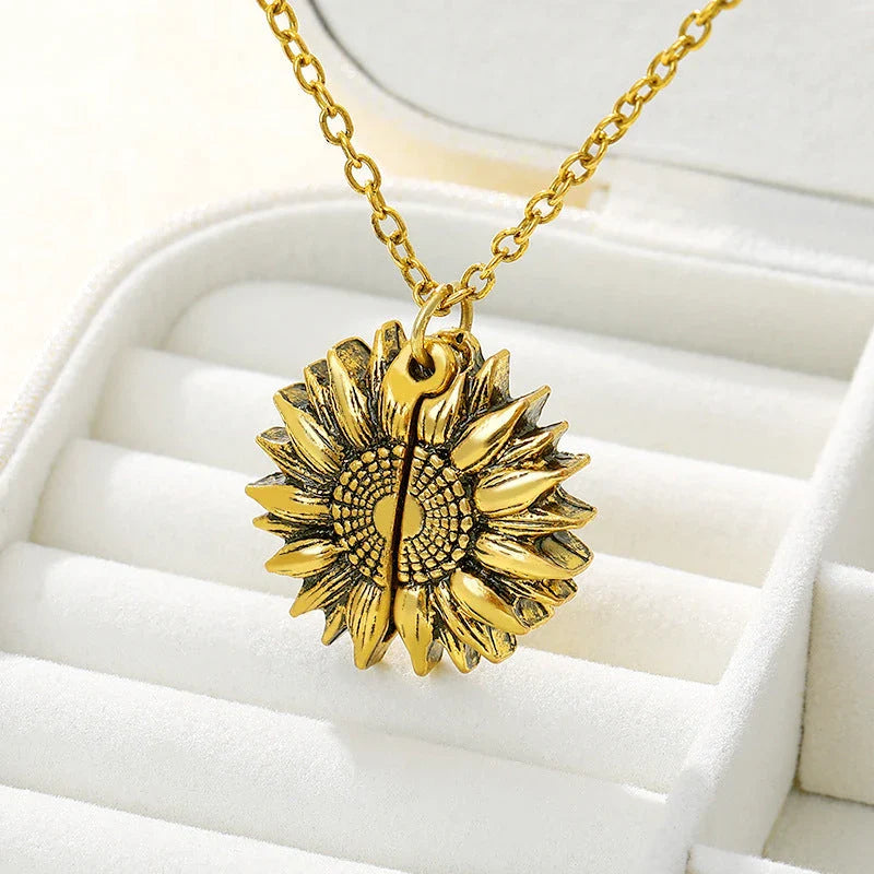 Radiant sunflower charm necklace with adjustable chain for a personalized fit