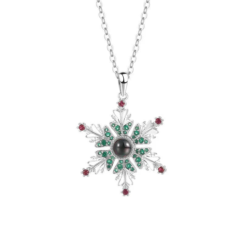 Enchanting Snowflake Projection Necklace - A Sparkling Christmas Gift for Couples