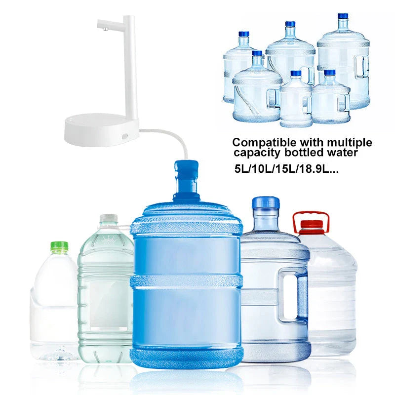 Rechargeable electric water dispenser with sleek white or blue design, perfect for any room or office setting