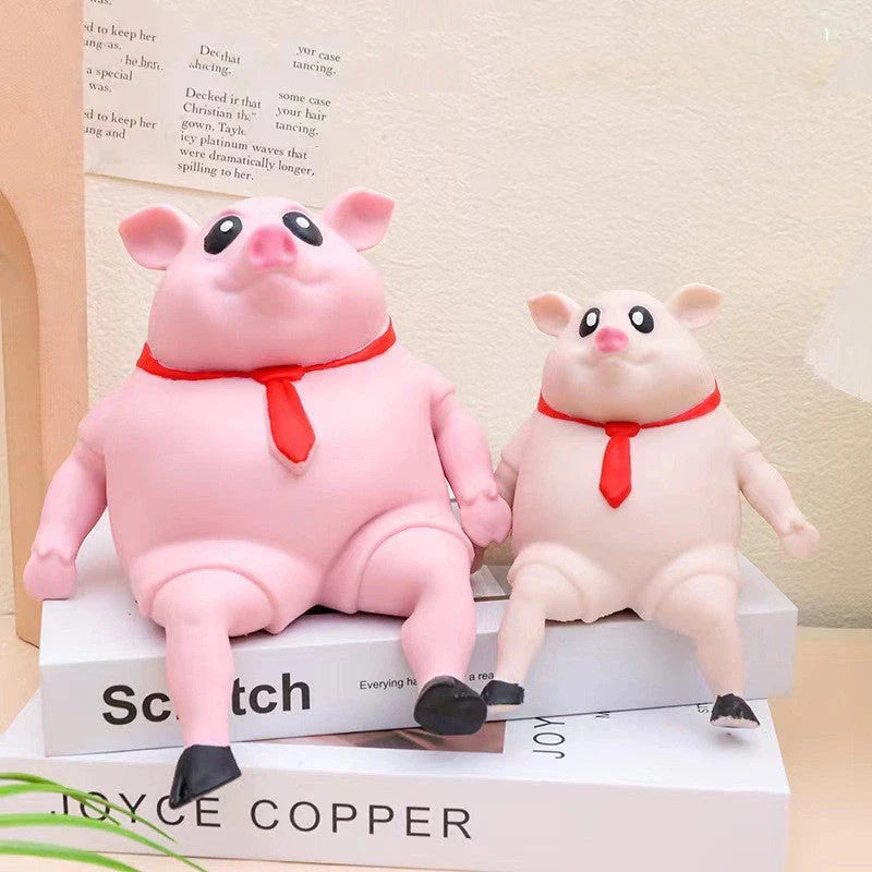 Adorable piggy-shaped anti-stress squeeze toy made of eco-friendly TPR rubber for calming sensory relief