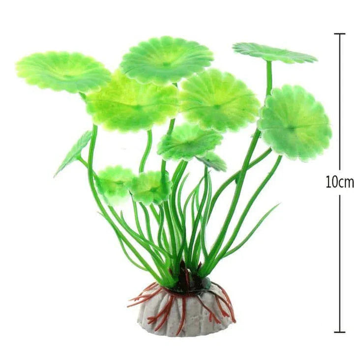 Vibrant and lifelike artificial underwater plants decorating an aquarium, creating a serene and natural-looking underwater environment.