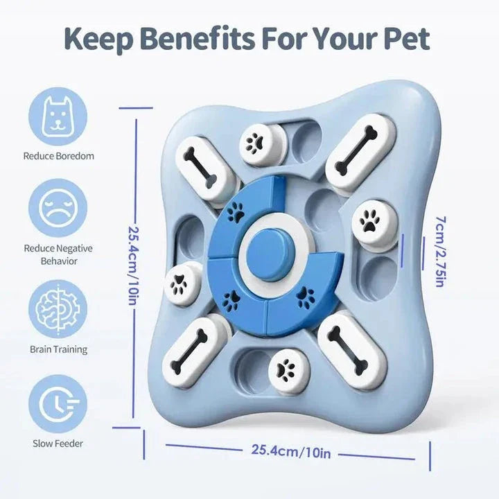 Interactive Squeaky Dog Puzzle Toy with treat dispensing and sound enrichment features for mental stimulation and playtime fun