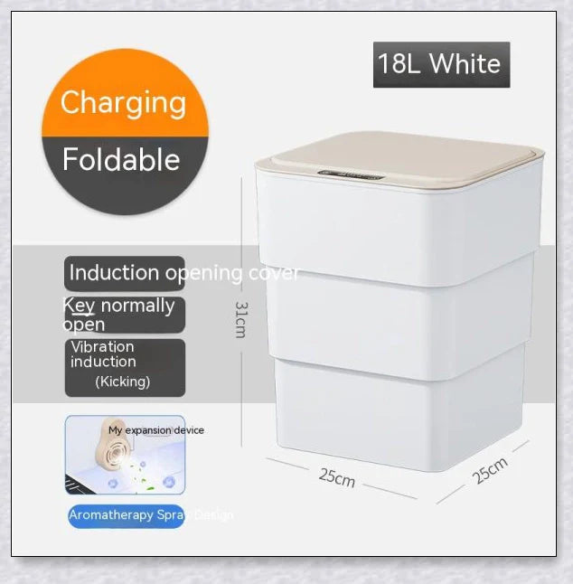 Smart Trash Can with Automatic Lid, Waterproof, UV Sterilization, and Deodorization Features for Bedroom and Living Room