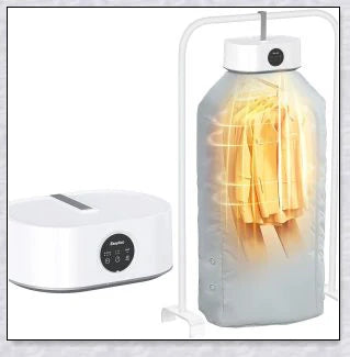 Ultradry Portable Clothes Dryer, featuring fast drying, adjustable heat settings, and built-in UV sanitization for a fresh, wrinkle-free wardrobe
