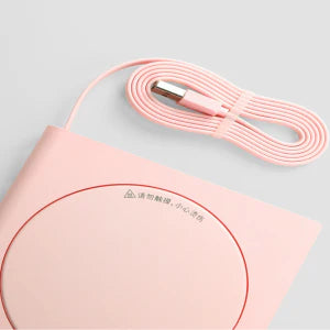 Adjustable Thermostat Coaster with touch-sensitive panel and three heat settings for customized temperature control