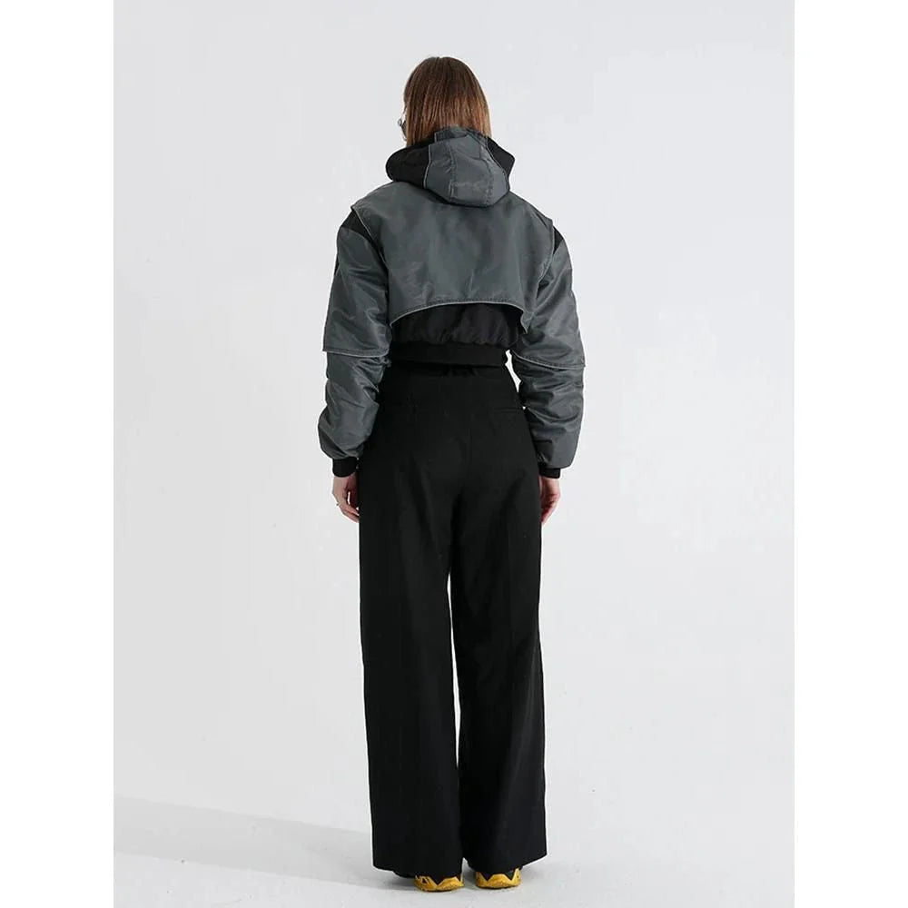 Autumn Reflective Splice Hooded Jacket with contrasting colors, reflective splicing, and a chic patchwork design