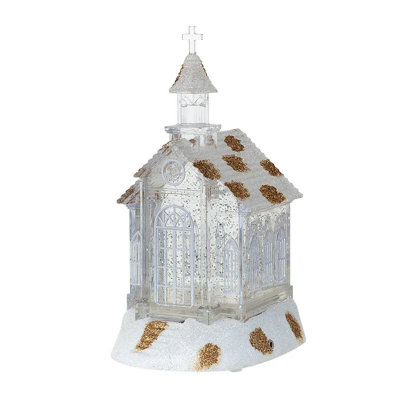 Elegant Crystal Church House Music Box Christmas Tree Ornaments with Soothing Melodies