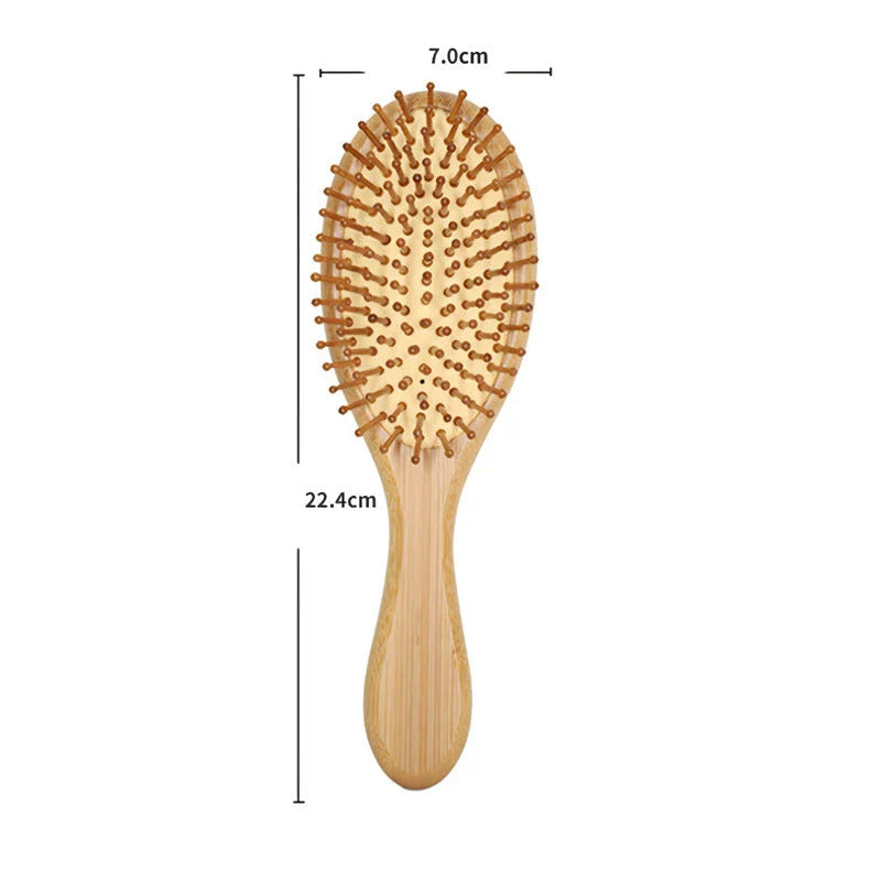 Bamboo Air Cushion Massage Comb with air cushion design for gentle, knot-free hair brushing