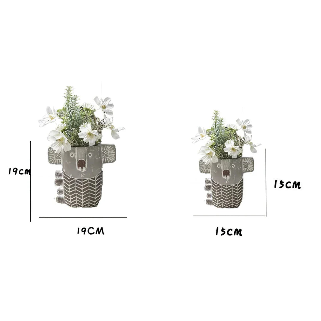 Retro Koala Cement Planter in Small and Large Sizes, Ideal for Succulents and Flowers, Decorative Home and Office Accessory