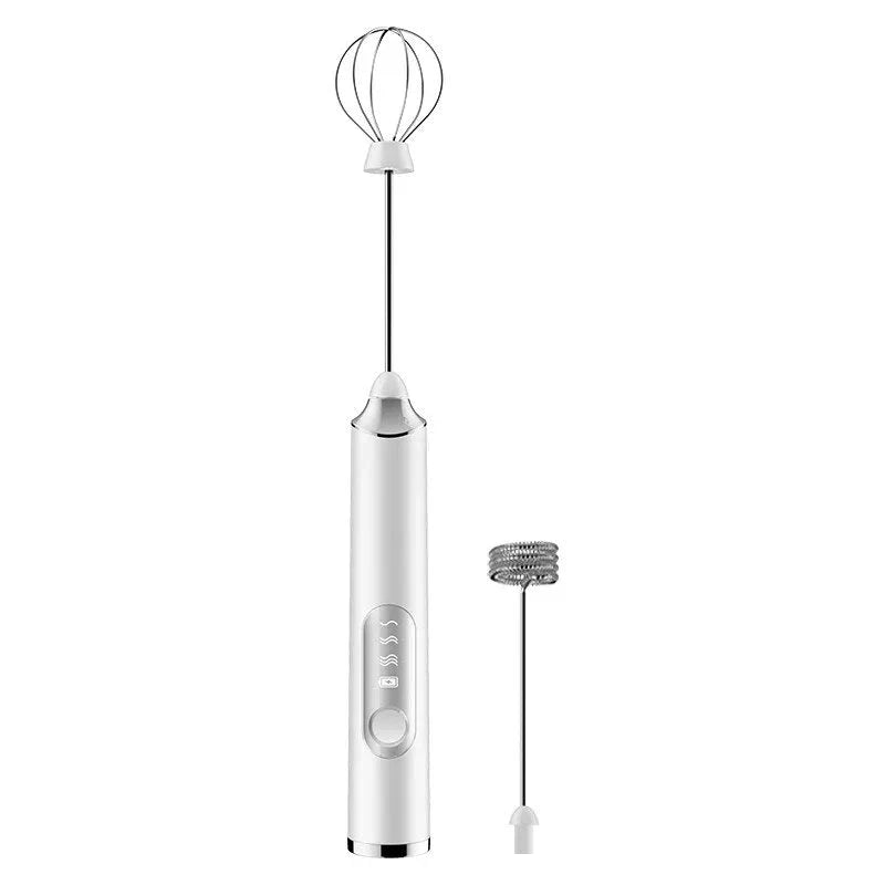 Premium cordless electric milk frother with stainless steel and plastic construction, designed for easy frothing and convenient use.