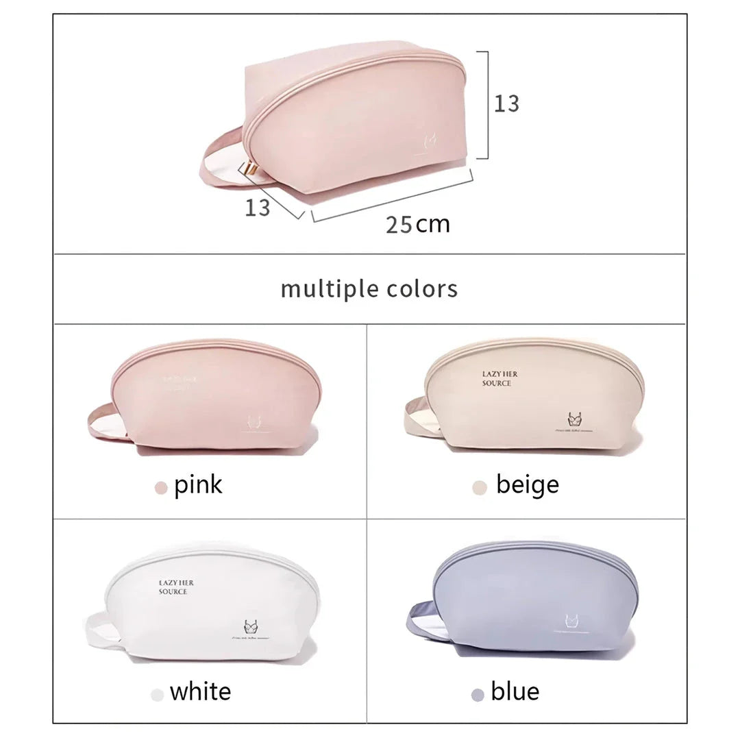 Compact travel underwear and lingerie organizer bag made of durable polyester for organized storage of bras, underwear, and socks while on the go.