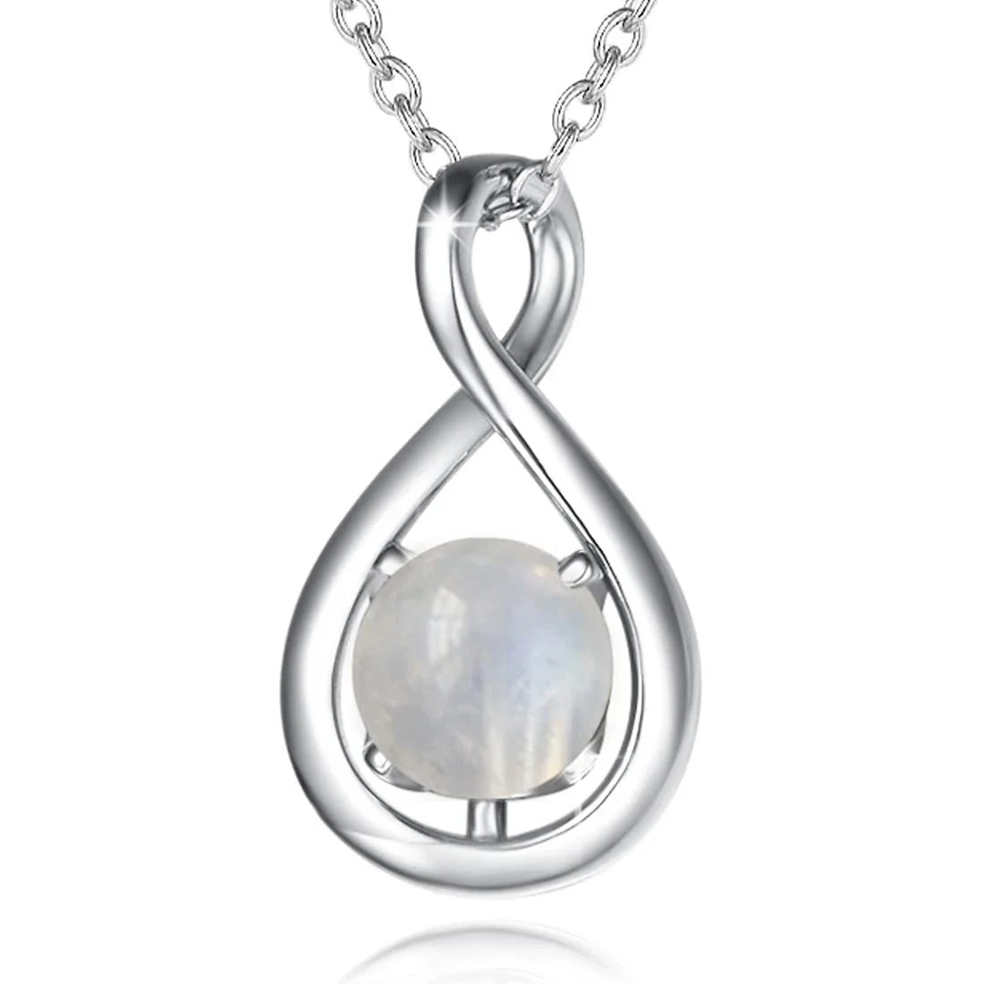 Elegant octagonal sterling silver necklace pendant with a four-claw zircon gemstone centerpiece
