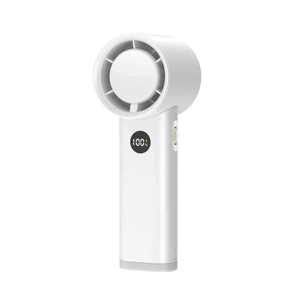 3600mAh USB rechargeable portable fan with LED lamp in white color