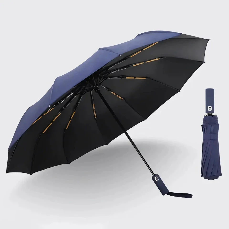 Compact Automatic UV Protection Umbrella with Windproof Design and Portable Three-Fold Construction