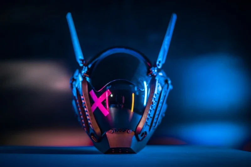 A white face mask with rabbit ears, featuring adjustable elastic straps for a customized fit.