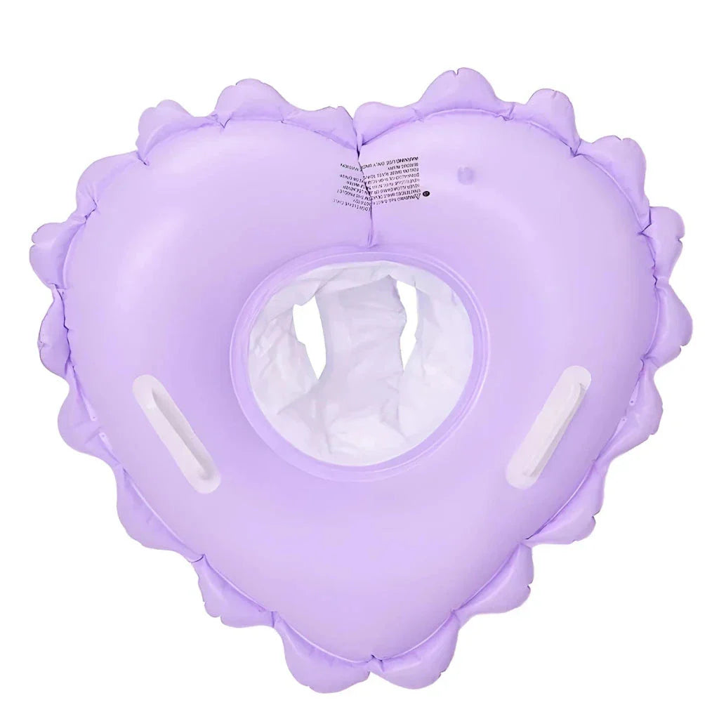 Inflatable pool float and swim ring seat for kids with sturdy handles and comfortable cotton pocket