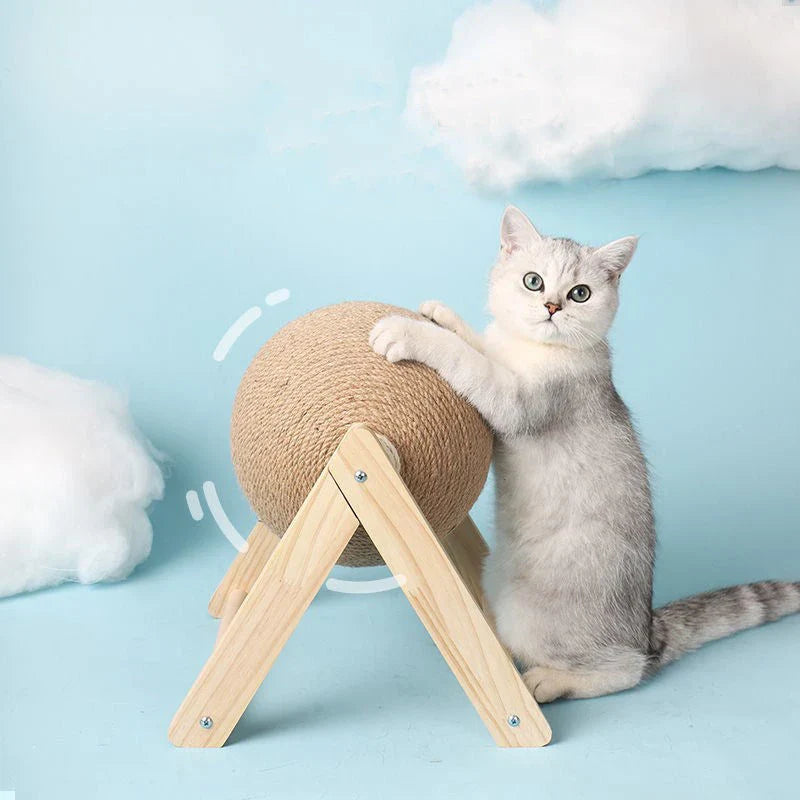 Premium sisal cat scratching ball toy with durable construction and modern design to protect furniture and entertain feline companions