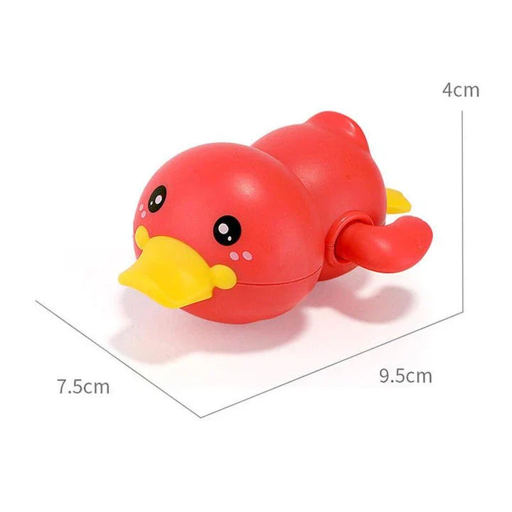 A set of colorful clockwork bathing ducks swimming in the water, providing fun and engaging bath time entertainment for children aged 0-6 years.