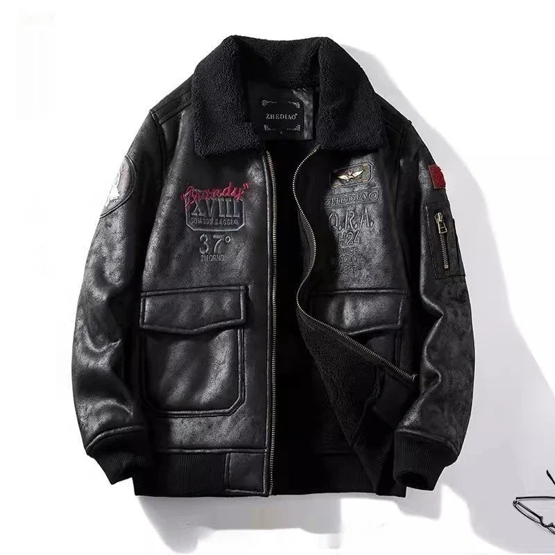 Cozy lambswool fleece-lined suede jacket in classic black and brown colors